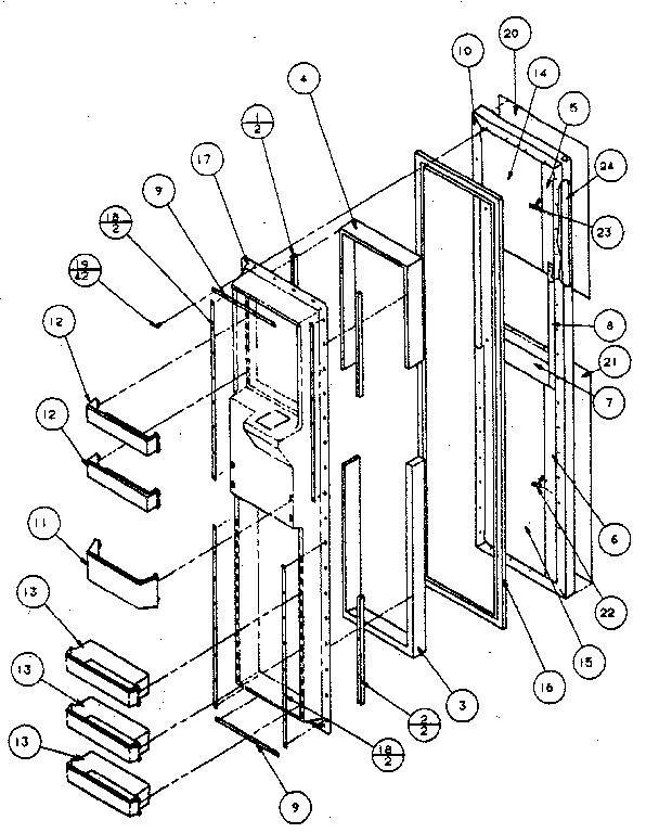 Amana SXPD25H freezer door diagram