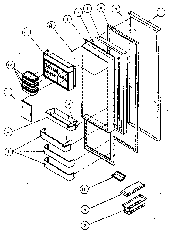Amana SXPD25H refrigerator door diagram