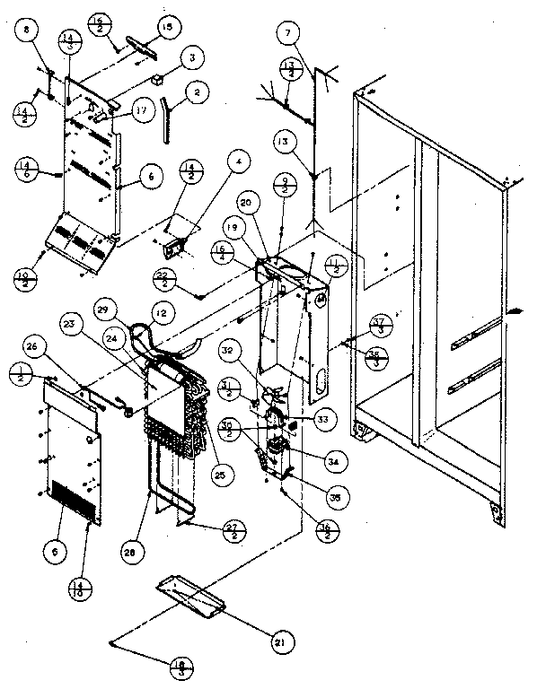Amana SXPD25H evaporator and air handling diagram