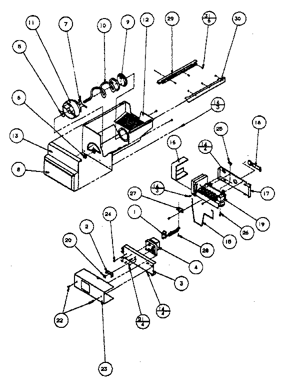Amana SXPD25H ice bucket and ice maker diagram