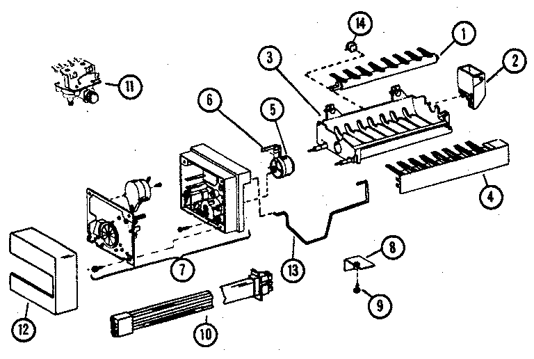 Amana SXPD25H 8 cube compact ice maker - assembly no. d7824701 diagram