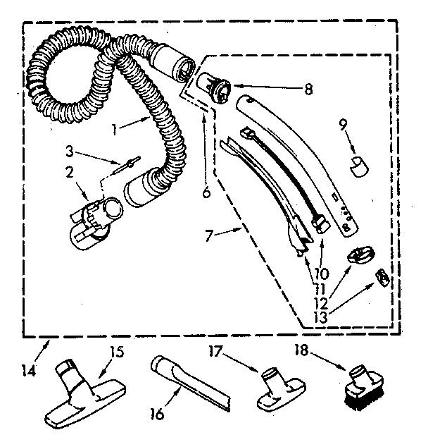Kenmore 1162920080 hose and attachment diagram