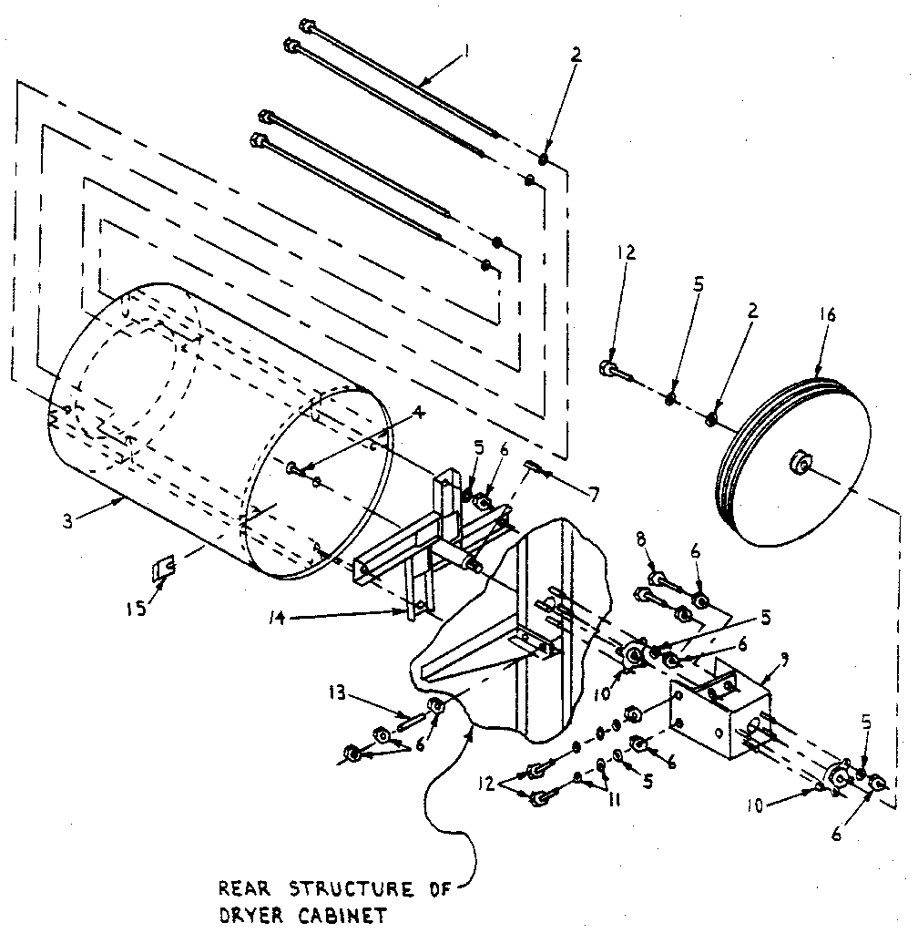 International Dryer ID31.3G cylinder, trunnion & bearing diagram