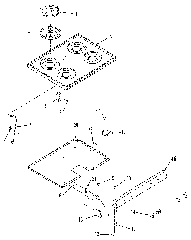 Kenmore 9117378811 main top section diagram