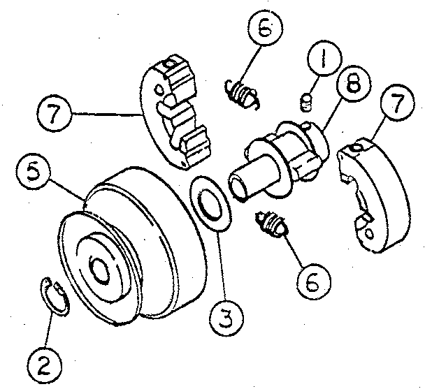 WW Grinder CHIPPEWA3.5HP-5HP centrifugal clutch 3/4" & 1" bore diagram