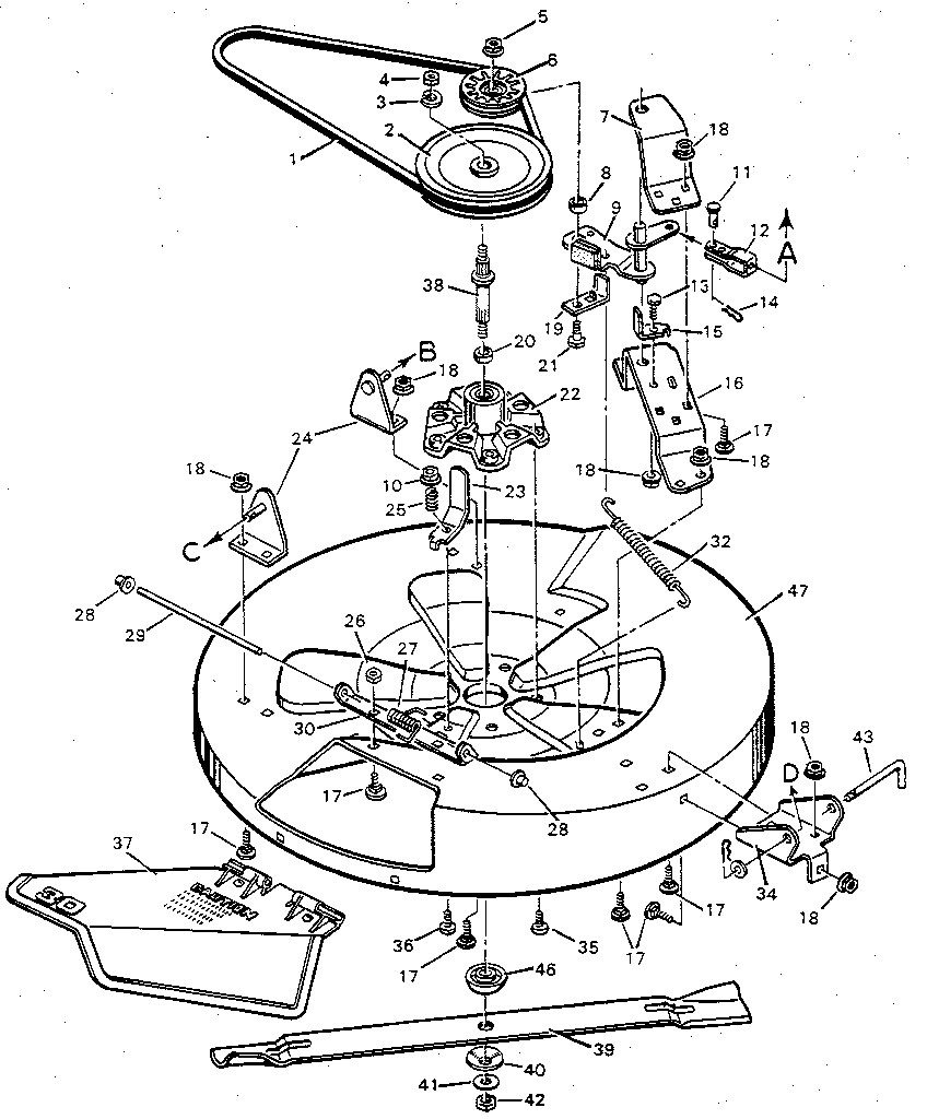 Craftsman 502254172 mower housing bottom half diagram