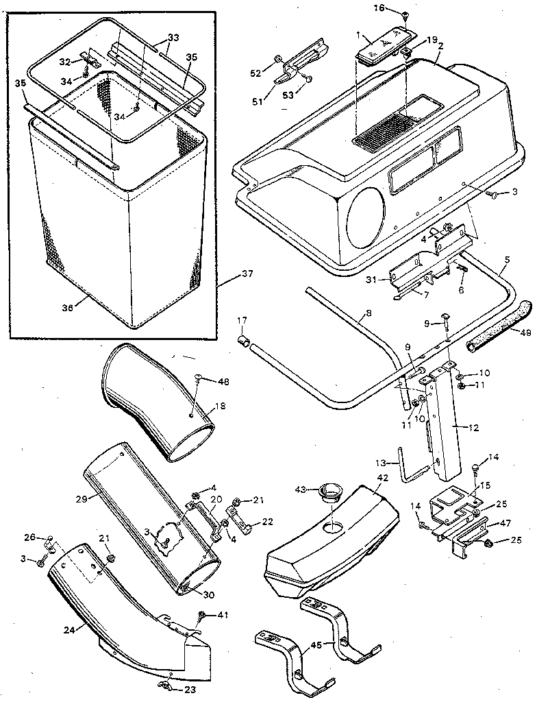 Craftsman 502254172 grass bagger diagram