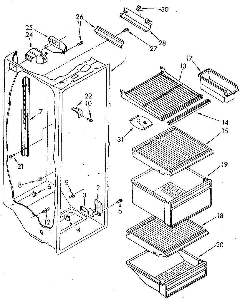 Kenmore 1068590511 refrigerator liner diagram