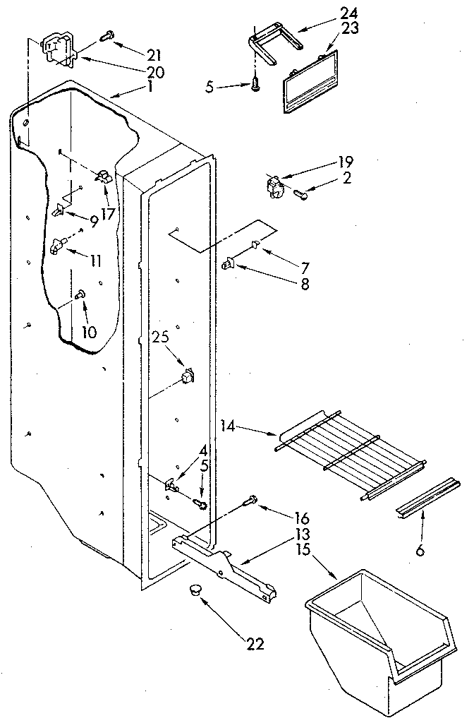 Kenmore 1068590511 freezer liner diagram
