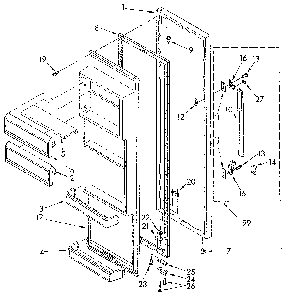 Kenmore 1068590511 refrigerator door diagram