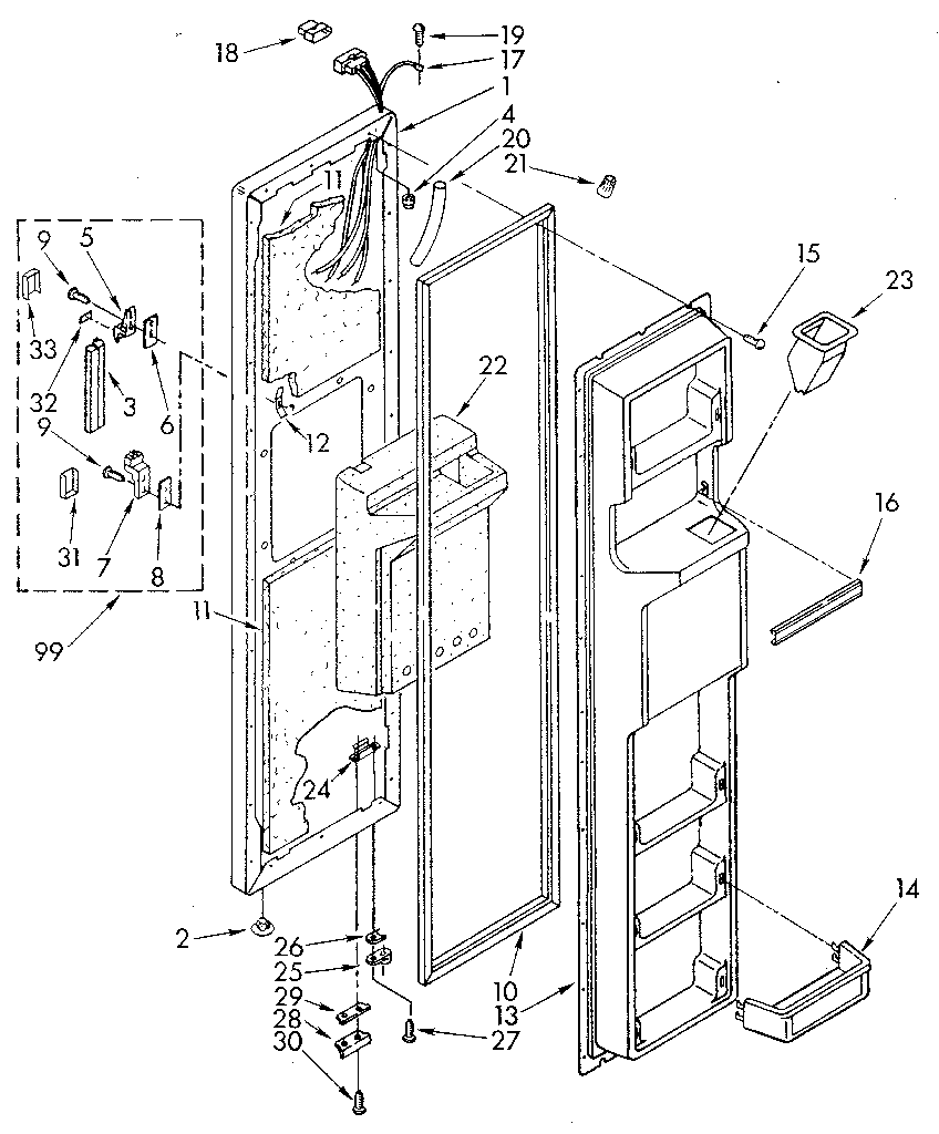 Kenmore 1068590511 freezer door diagram
