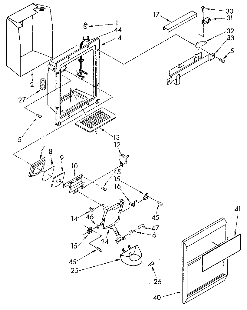 Kenmore 1068590511 dispenser front diagram