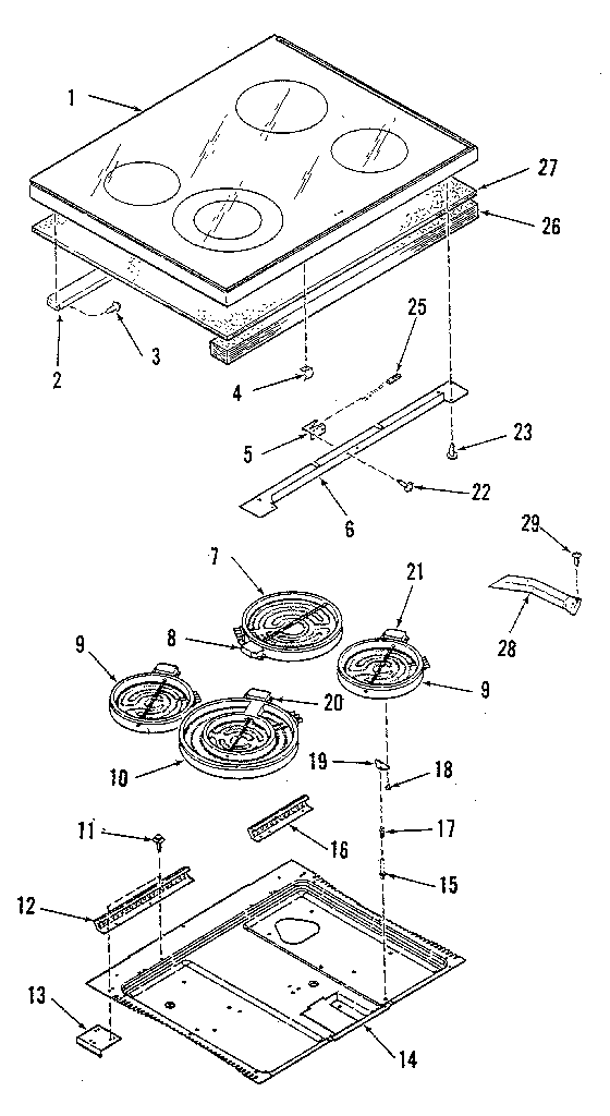 Kenmore 9119598810 main top section diagram