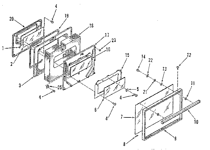 Kenmore 9114558813 oven door section diagram