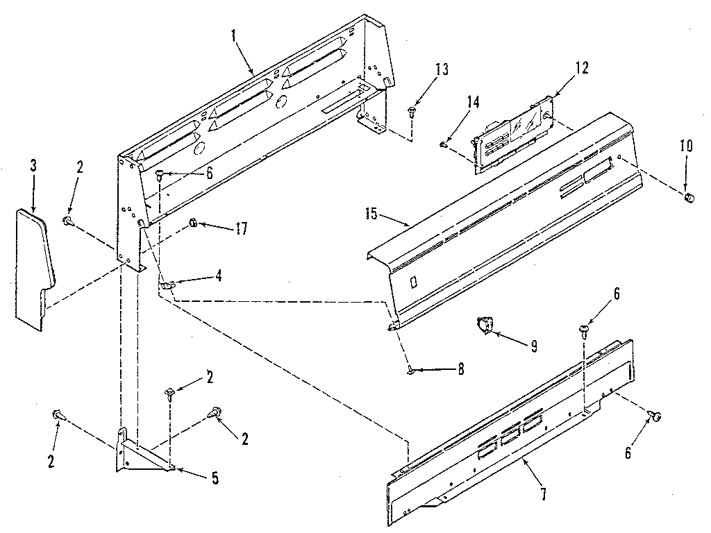 Kenmore 9117198812 backguard section diagram
