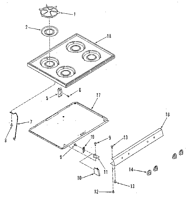 Kenmore 9117198812 main top section diagram