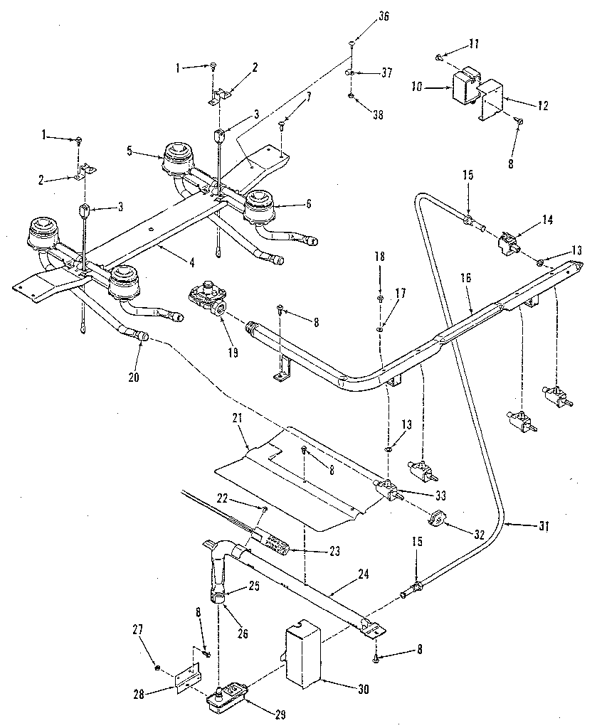Kenmore 9117198812 burner section diagram