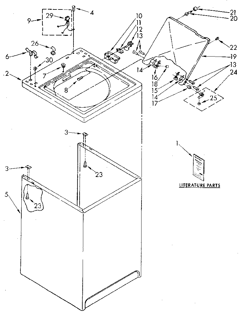 Kenmore 11081863810 top and cabinet diagram