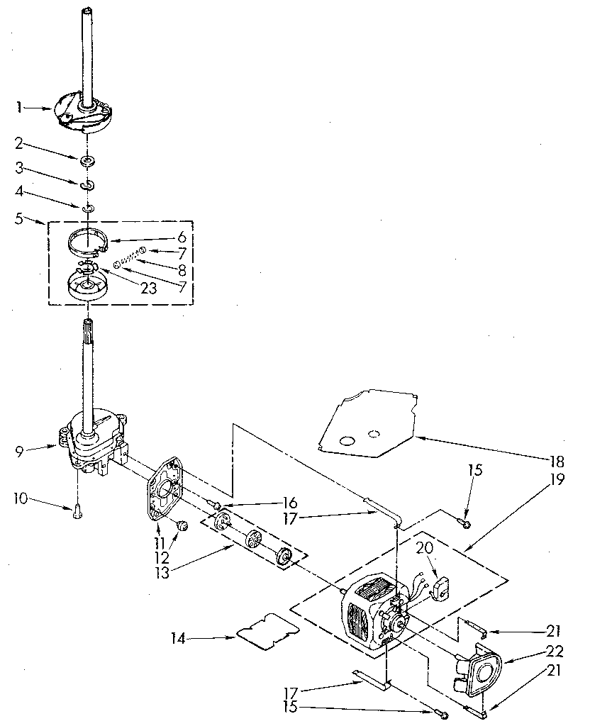 Kenmore 11081863810 brake, clutch, gearcase, motor and pump diagram
