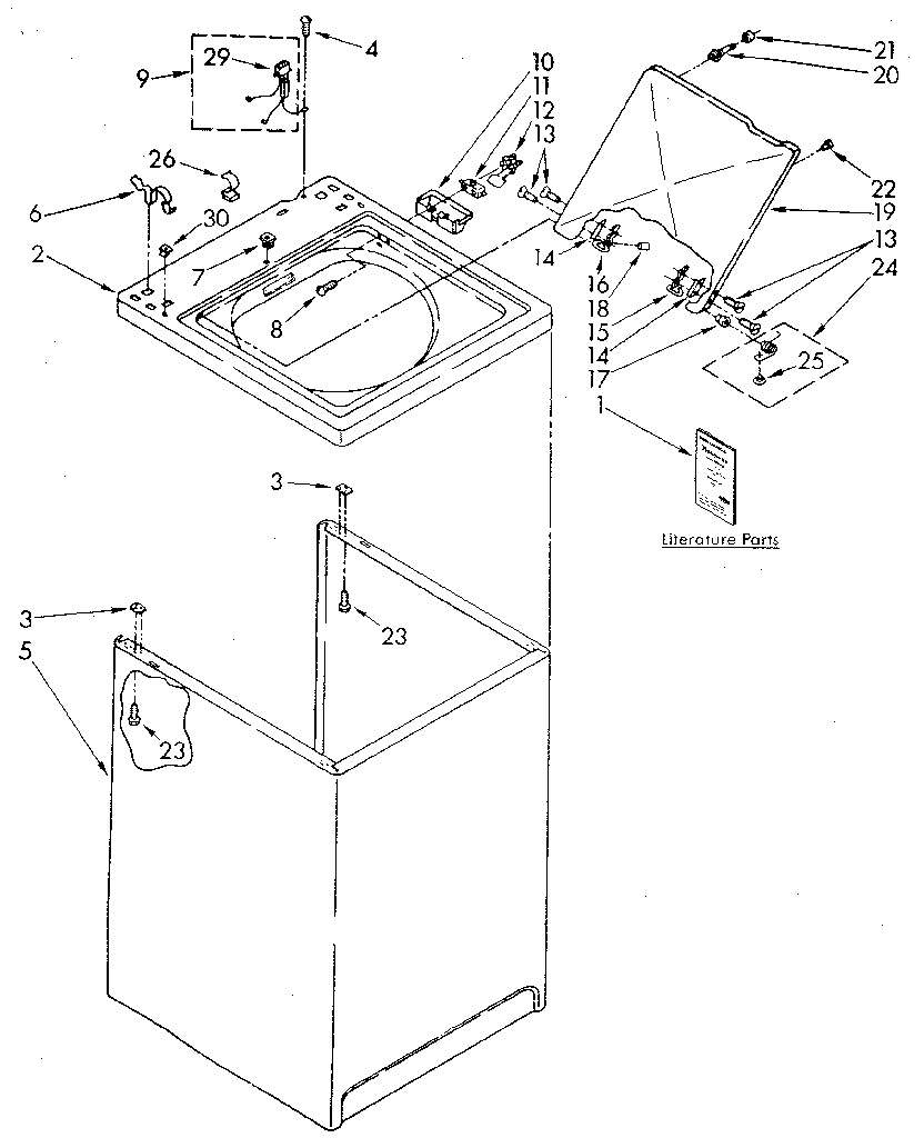 Kenmore 11081878710 top and cabinet diagram