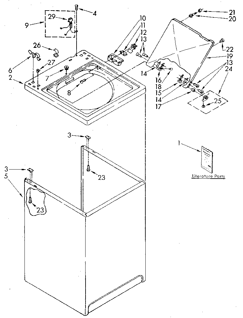 Kenmore 11081860310 top and cabinet diagram