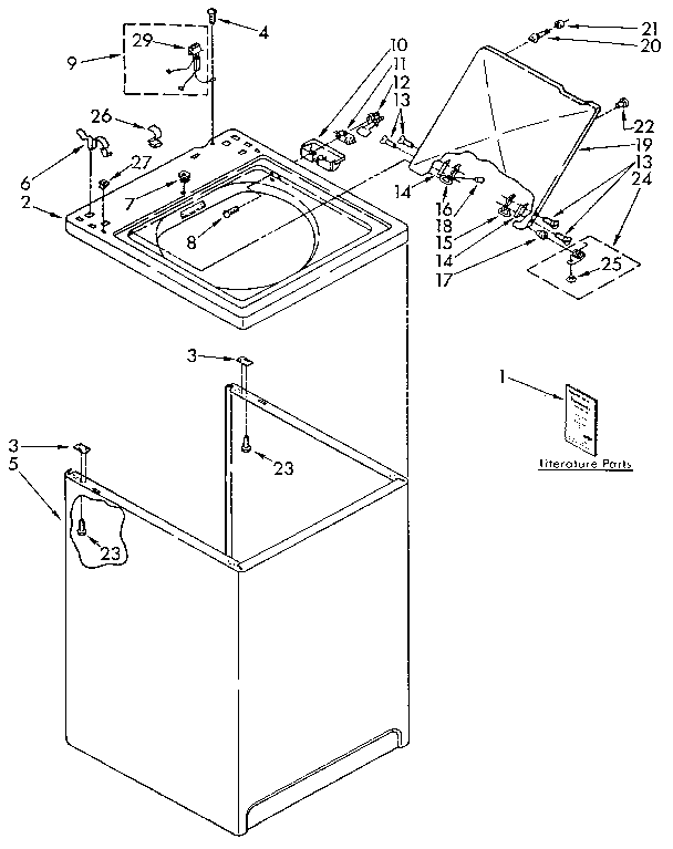 Kenmore 11081862110 top and cabinet diagram