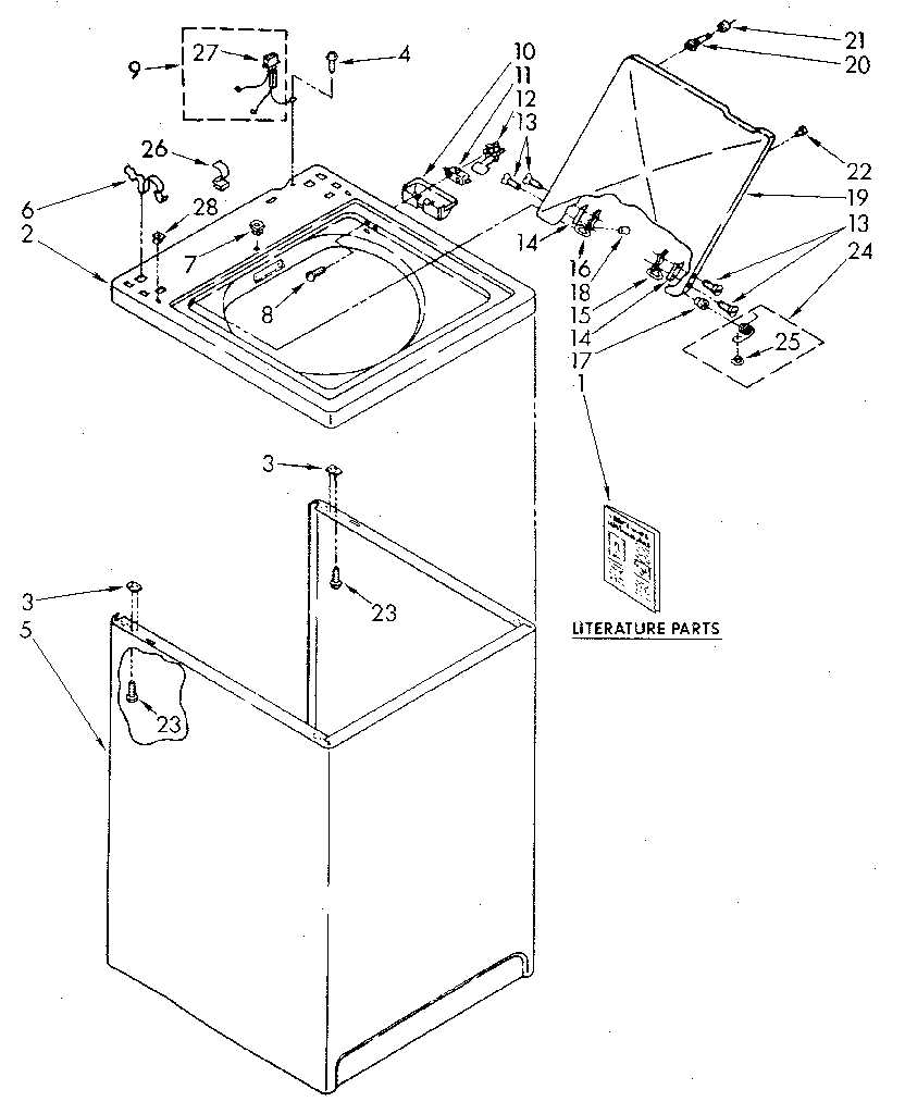 Kenmore 11082873110 top and cabinet diagram