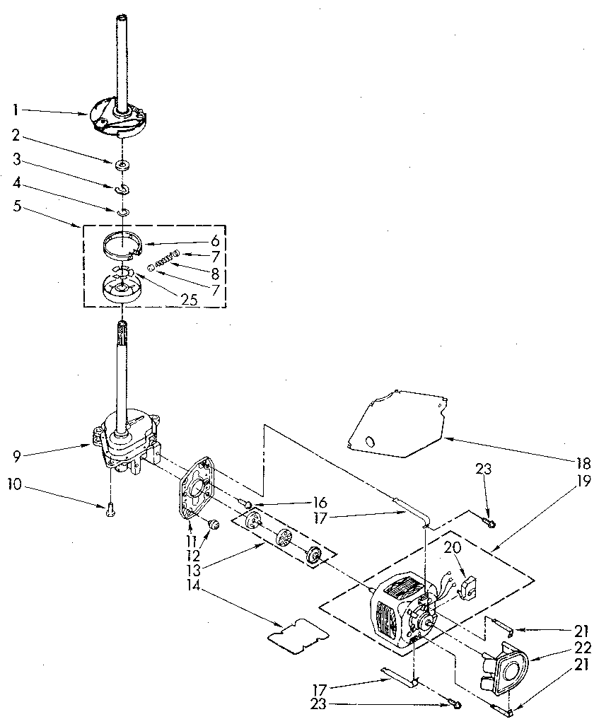 Kenmore 11082873110 brake, clutch, gearcase, motor and pump diagram