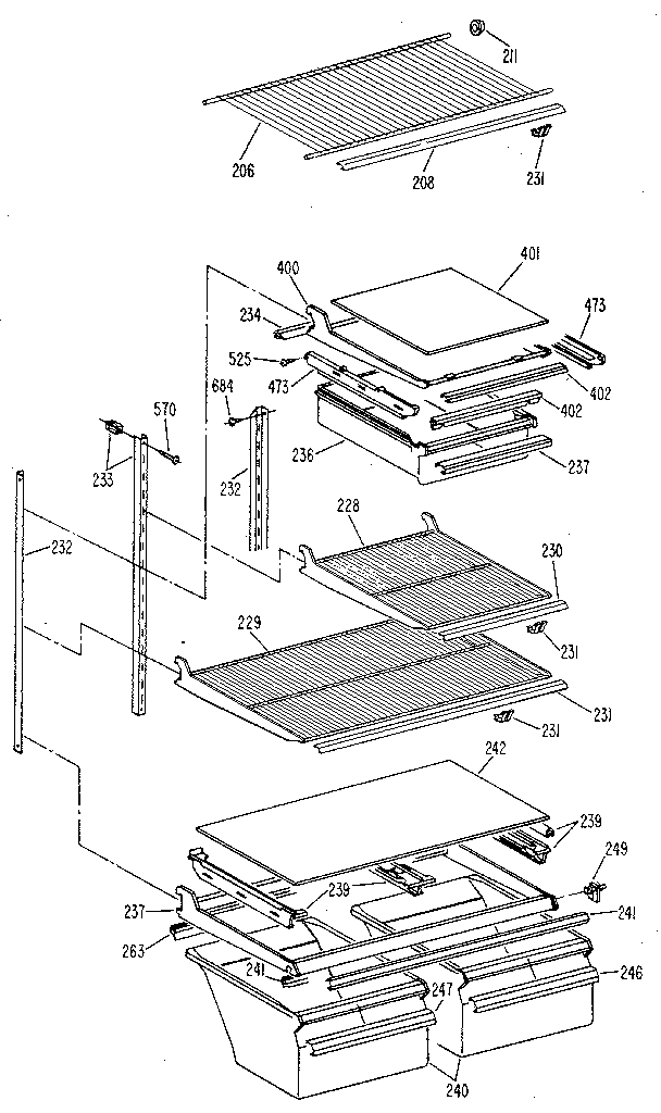Kenmore 3638751581 shelf parts diagram