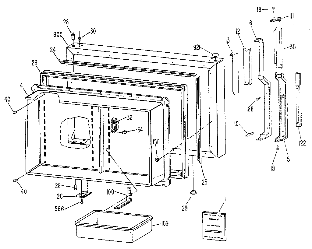 Kenmore 3638799610 freezer door diagram