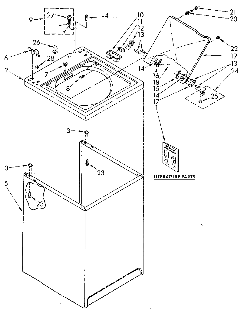 Kenmore 11082872610 top and cabinet diagram