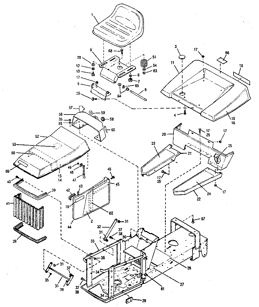 Troybilt 3212HR body work and trim assembly diagram