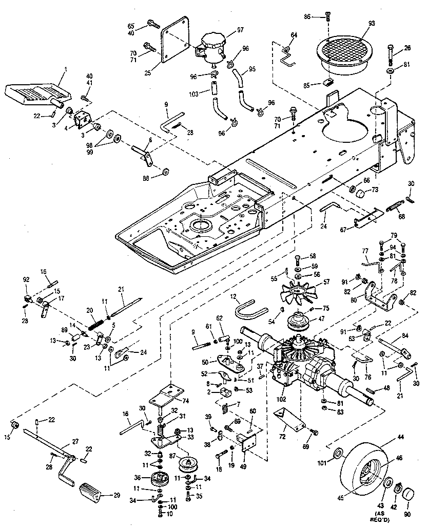 Troybilt 3212HR hydrostatic & brake assembly diagram