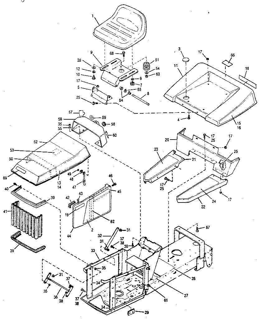 Troybilt 3114HR body work and trim assembly diagram