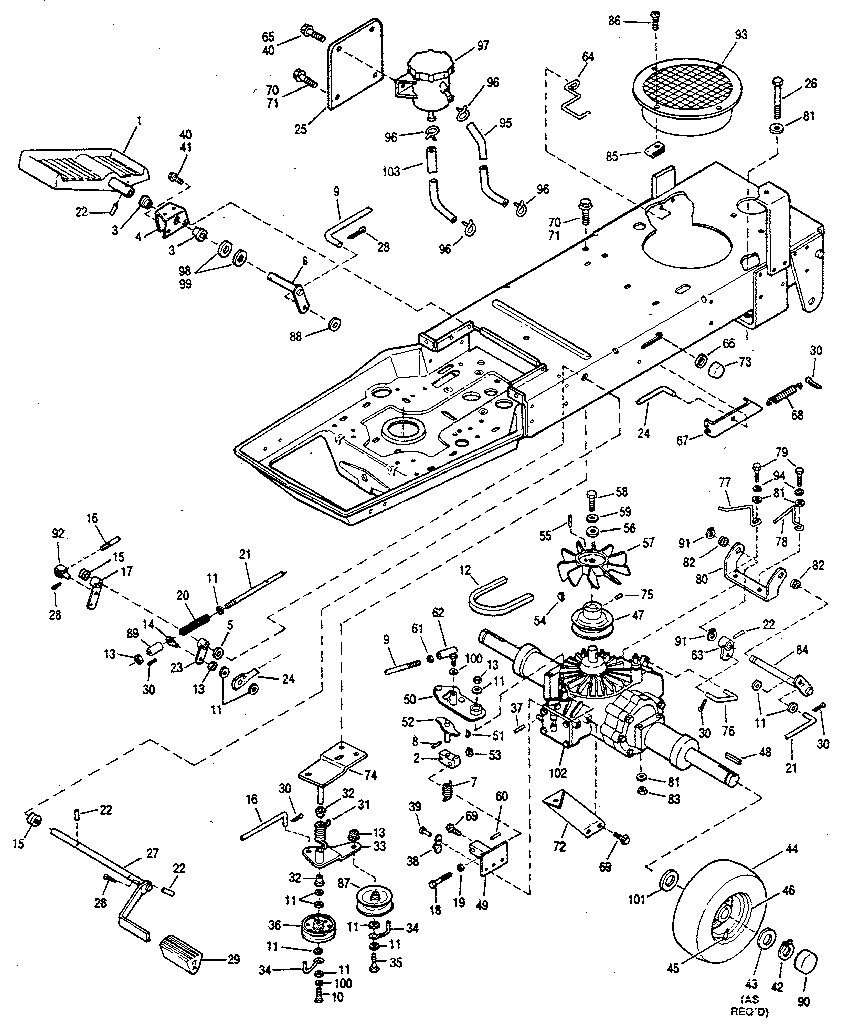 Troybilt 3114HR hydrostatic & brake assembly diagram