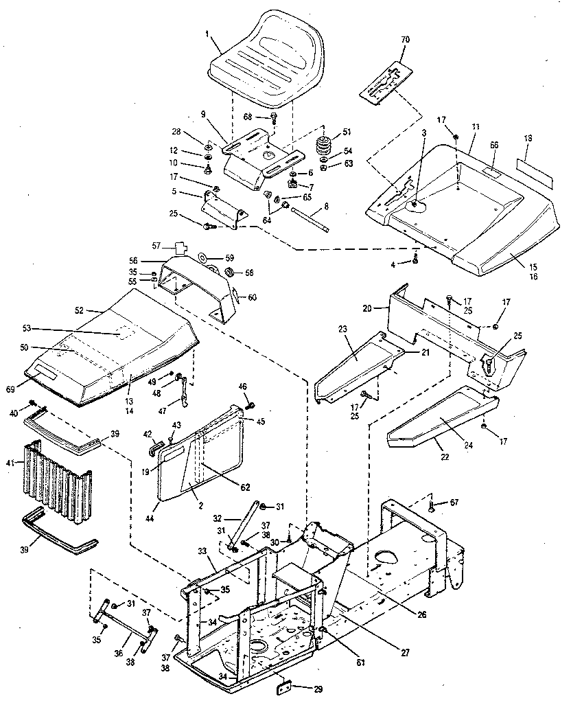 Troybilt 3212GR body work and trim assembly diagram