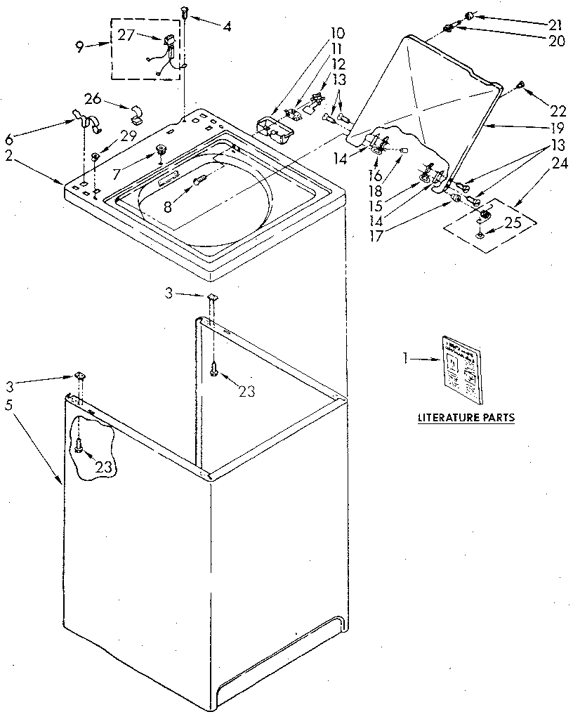 Kenmore 11082874610 top and cabinet diagram