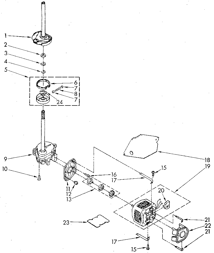 Kenmore 11082874610 brake, clutch, gearcase, motor and pump diagram