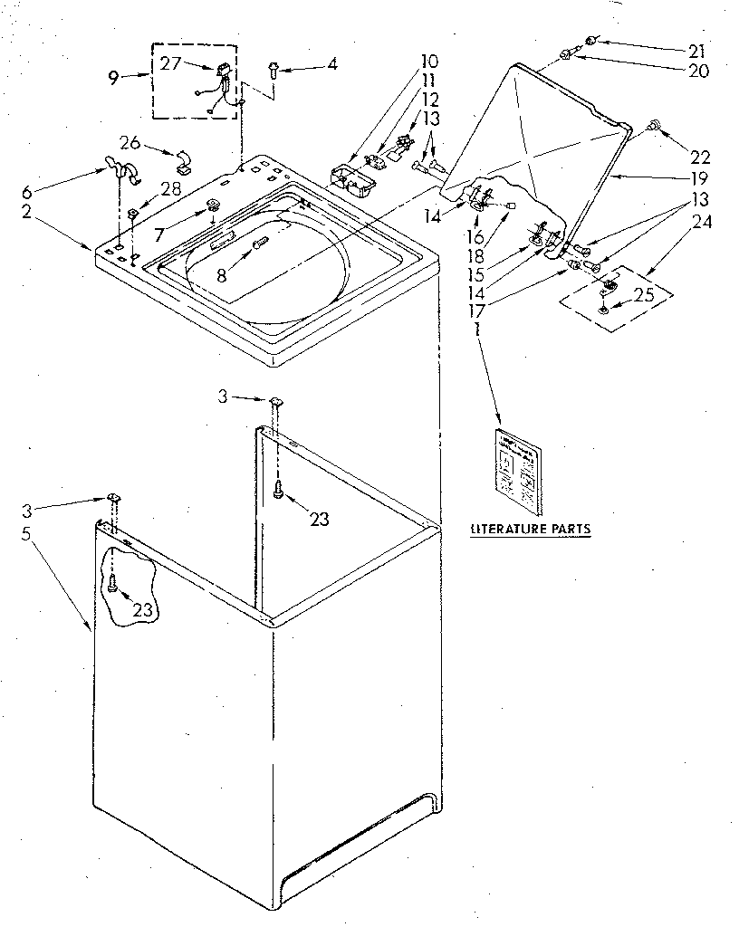 Kenmore 11082467320 top and cabinet diagram
