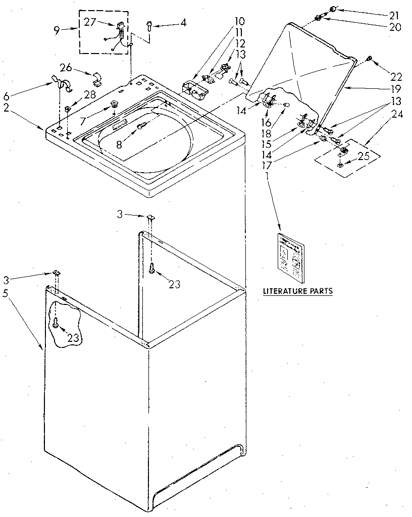 Kenmore 11082427720 top and cabinet diagram