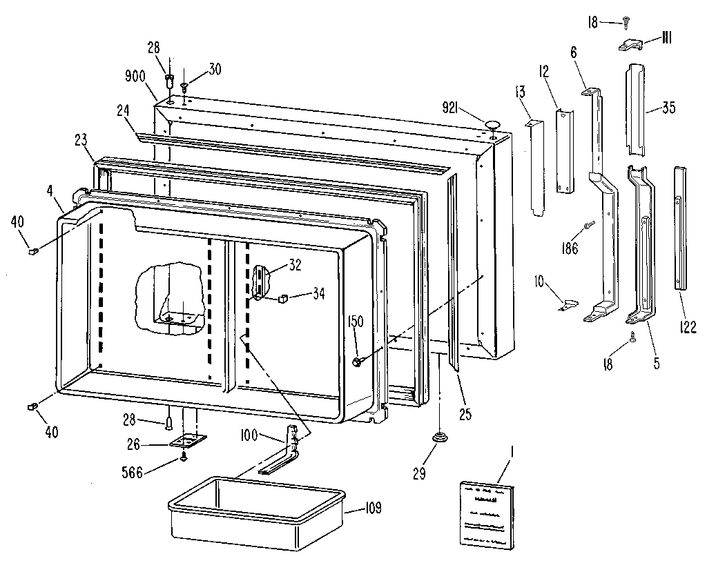 Kenmore 3638699680 freezer door diagram