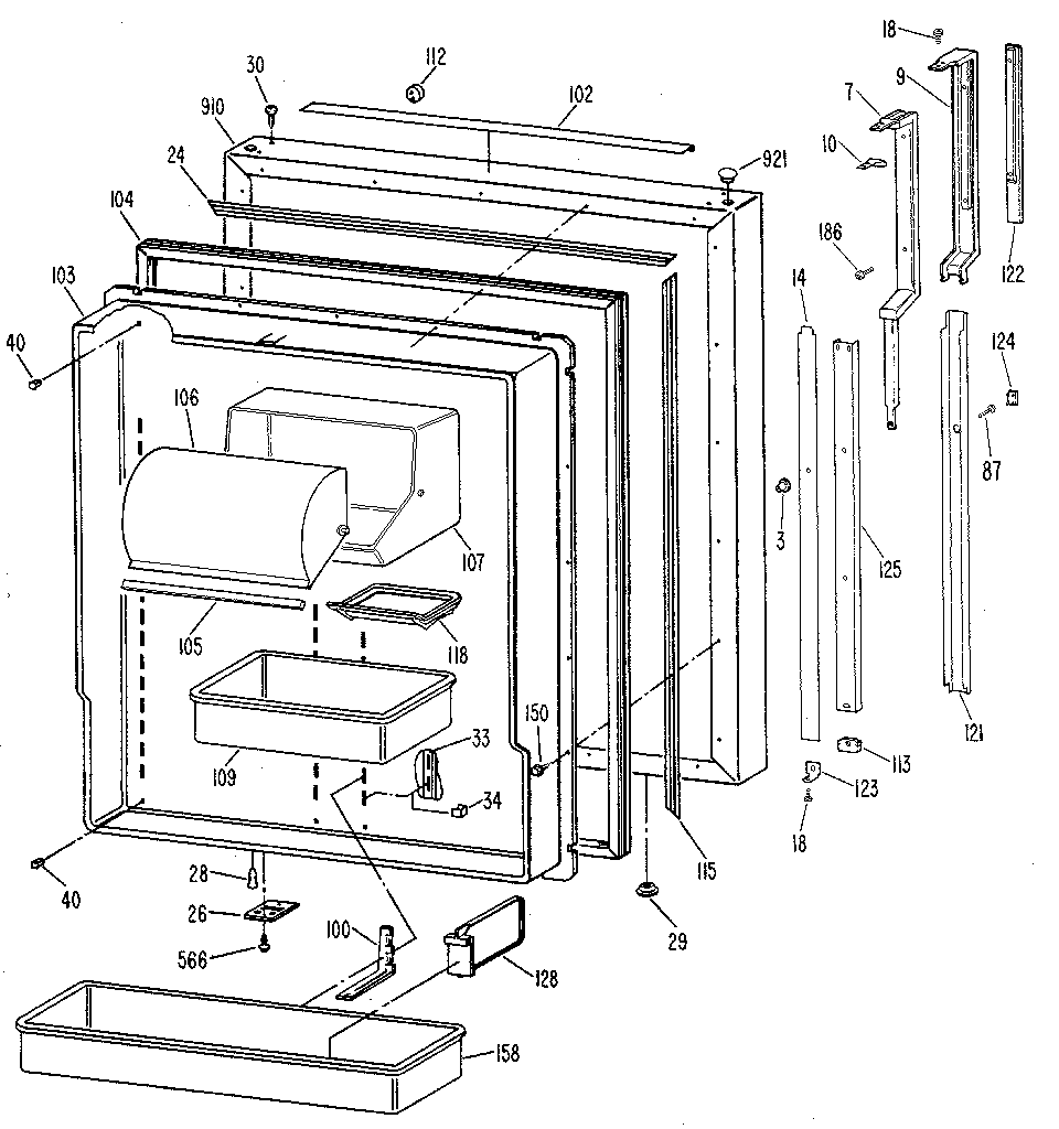 Kenmore 3638699680 fresh food door diagram