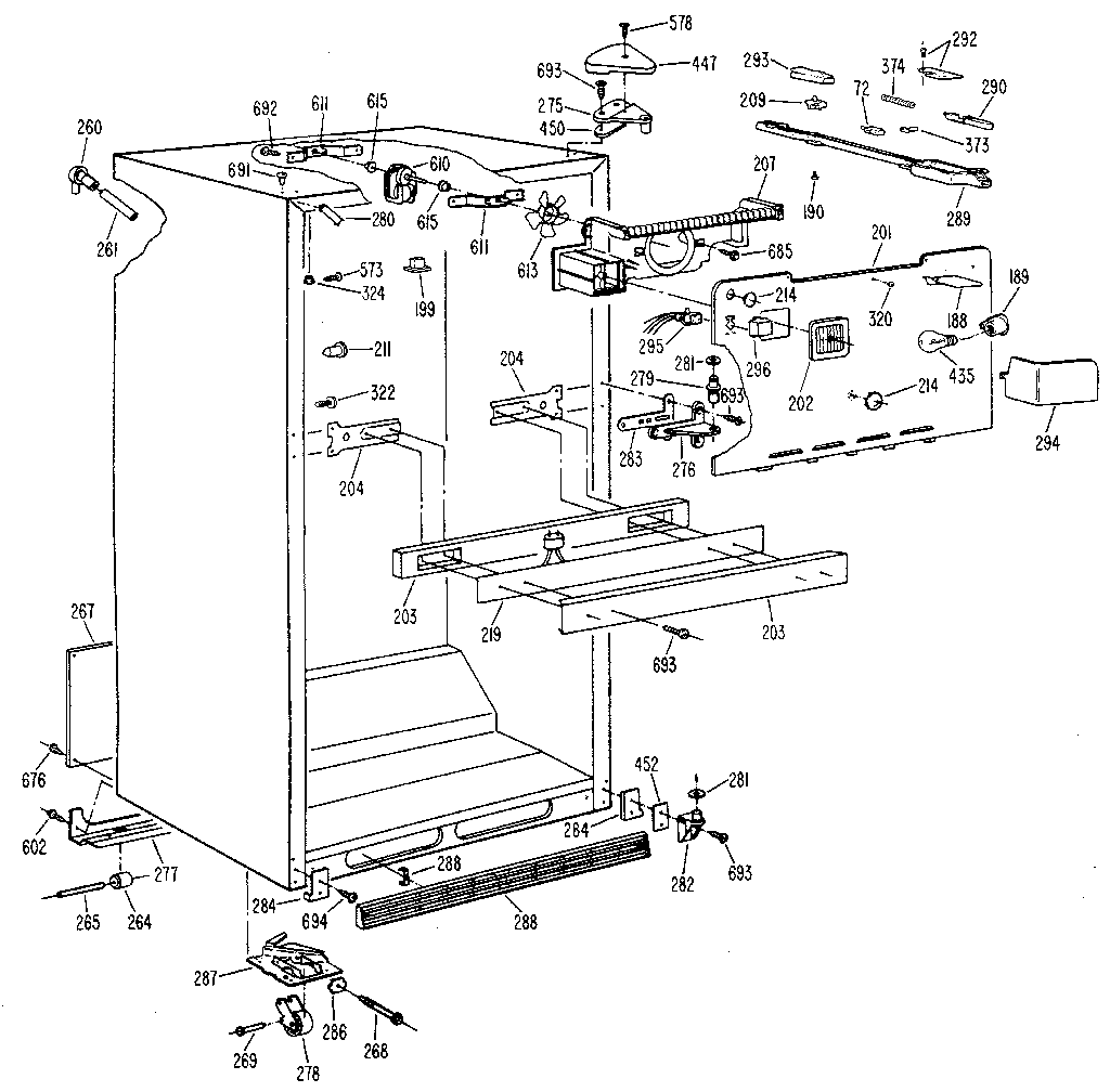 Kenmore 3638699680 cabinet diagram