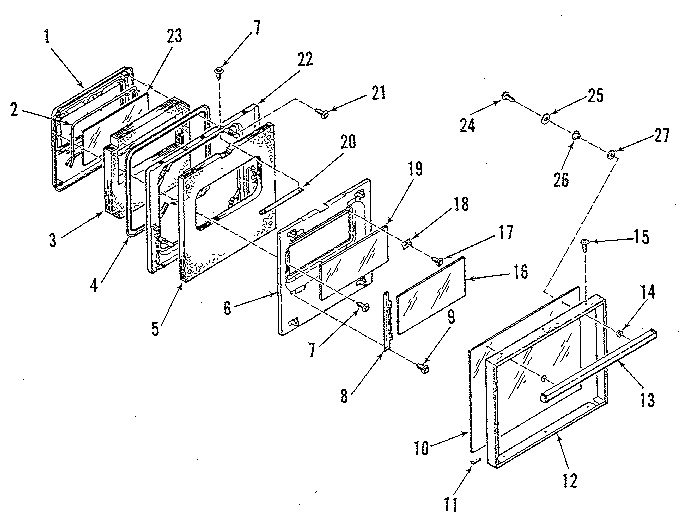 Kenmore 2783138896 oven door section diagram