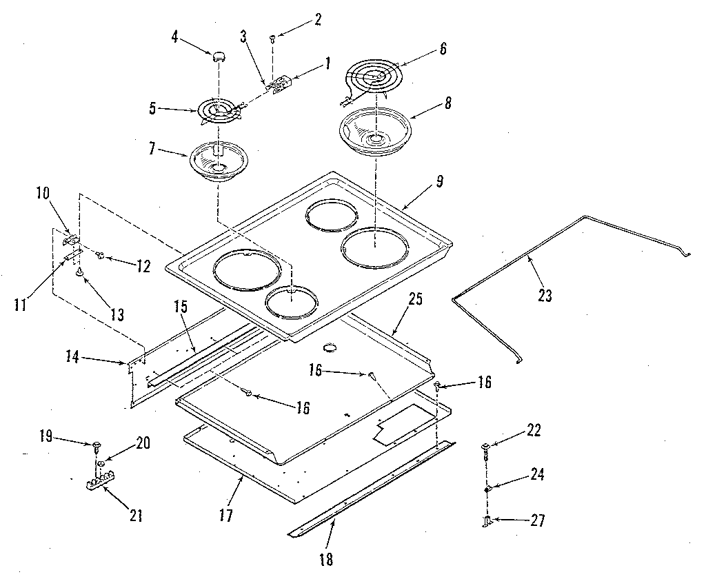 Kenmore 2784558814 main top section diagram