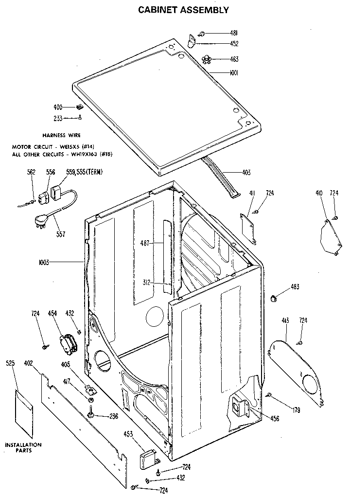 GE DDG8280GEL cabinet diagram