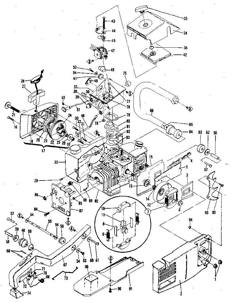 McCulloch PRO MAC 610 MODEL 13600041-29 general assembly diagram