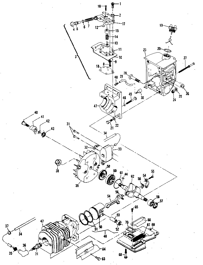 McCulloch PRO MAC 610 MODEL 13600041-29 powerhead & oiler assemblies diagram