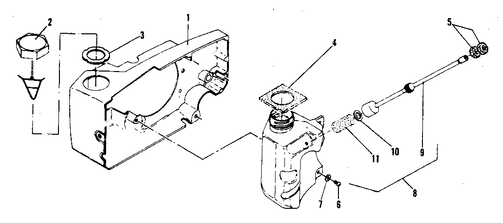 McCulloch PRO MAC 610 MODEL 13600041-29 fan housing/fuel tank assembly diagram