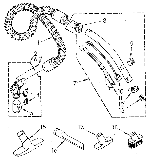 Kenmore 1162941580 hose and attachment diagram